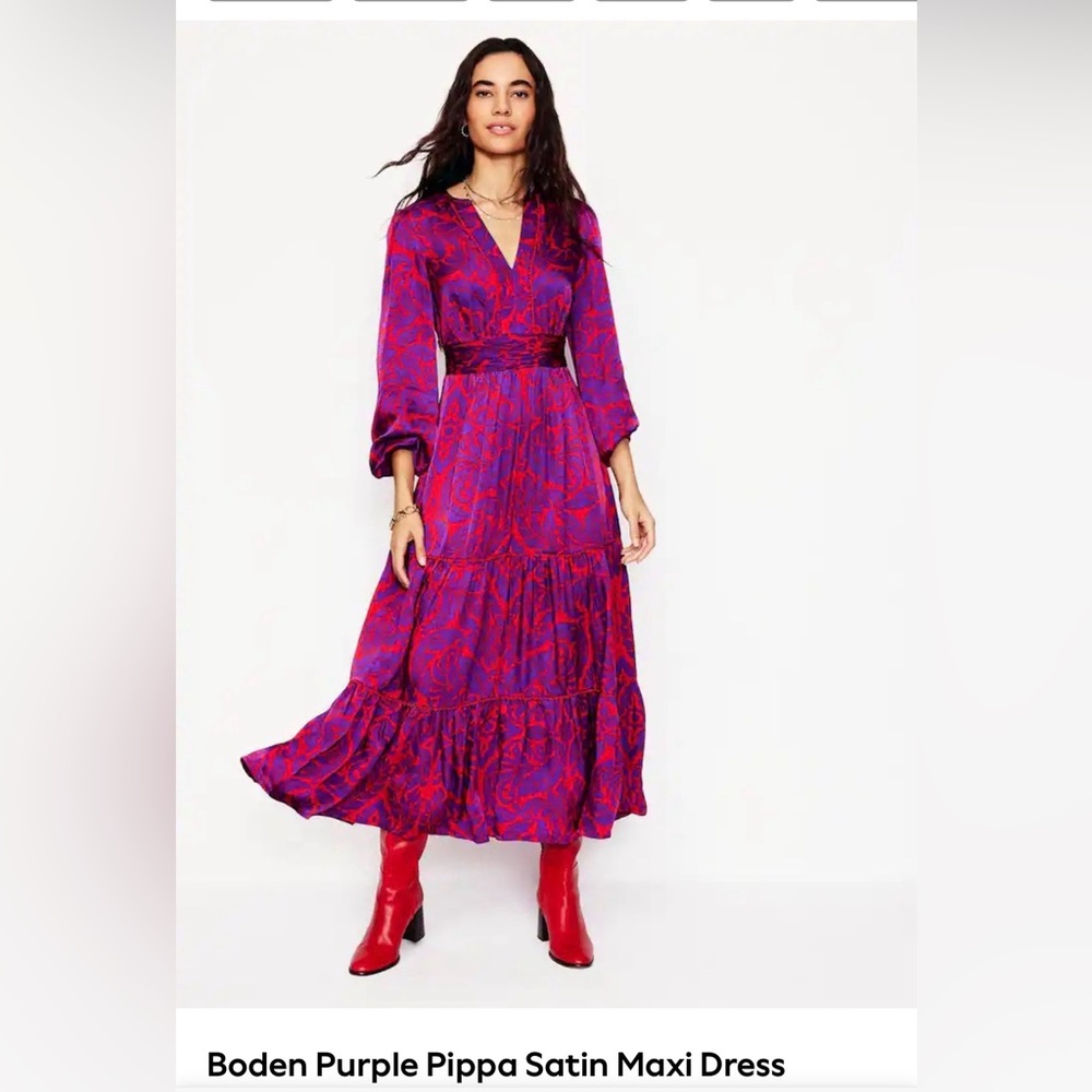 Boden Pippa Satin Maxi Dress - 6R NWOT - Picture 6 of 7